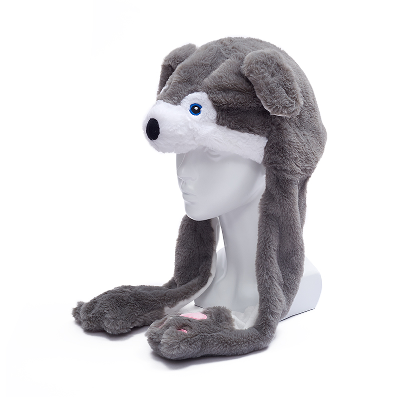 Promotion Novelty Animal Hats Custom Plush Funny Moving Ear Hat Fuzzy Party Plush Animal Hat