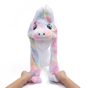 Wholesale Cheap Funny Hat Plush Party Hat Customized Plush Animal Unicorn Moving Ear Hat