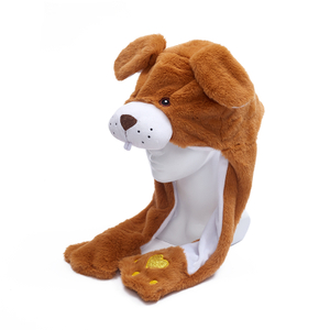 Cartoon Wolf Women's Hat Beanie Winter Plush Moving Dog Ears Hat Funny Ear Flaps Hat