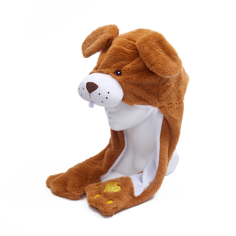 Cartoon Wolf Women's Hat Beanie Winter Plush Moving Dog Ears Hat Funny Ear Flaps Hat