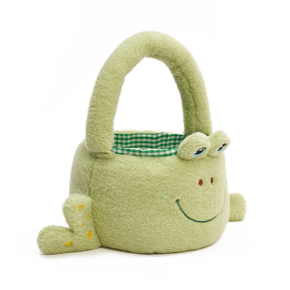 Frog Easter Basket Plush Toys Spring Gift Candies Buckets Tote Bag for Kids Baskets Easter