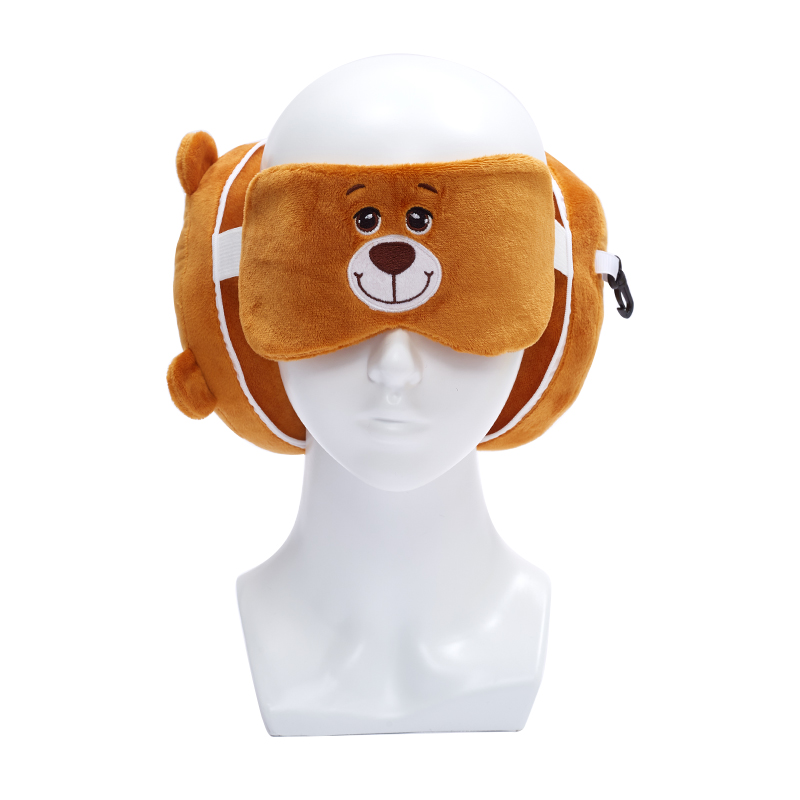 Wholesale Travel Kids Cartoon Travel Plush Cat Neck Pillows With Eye Mask For Airplanes