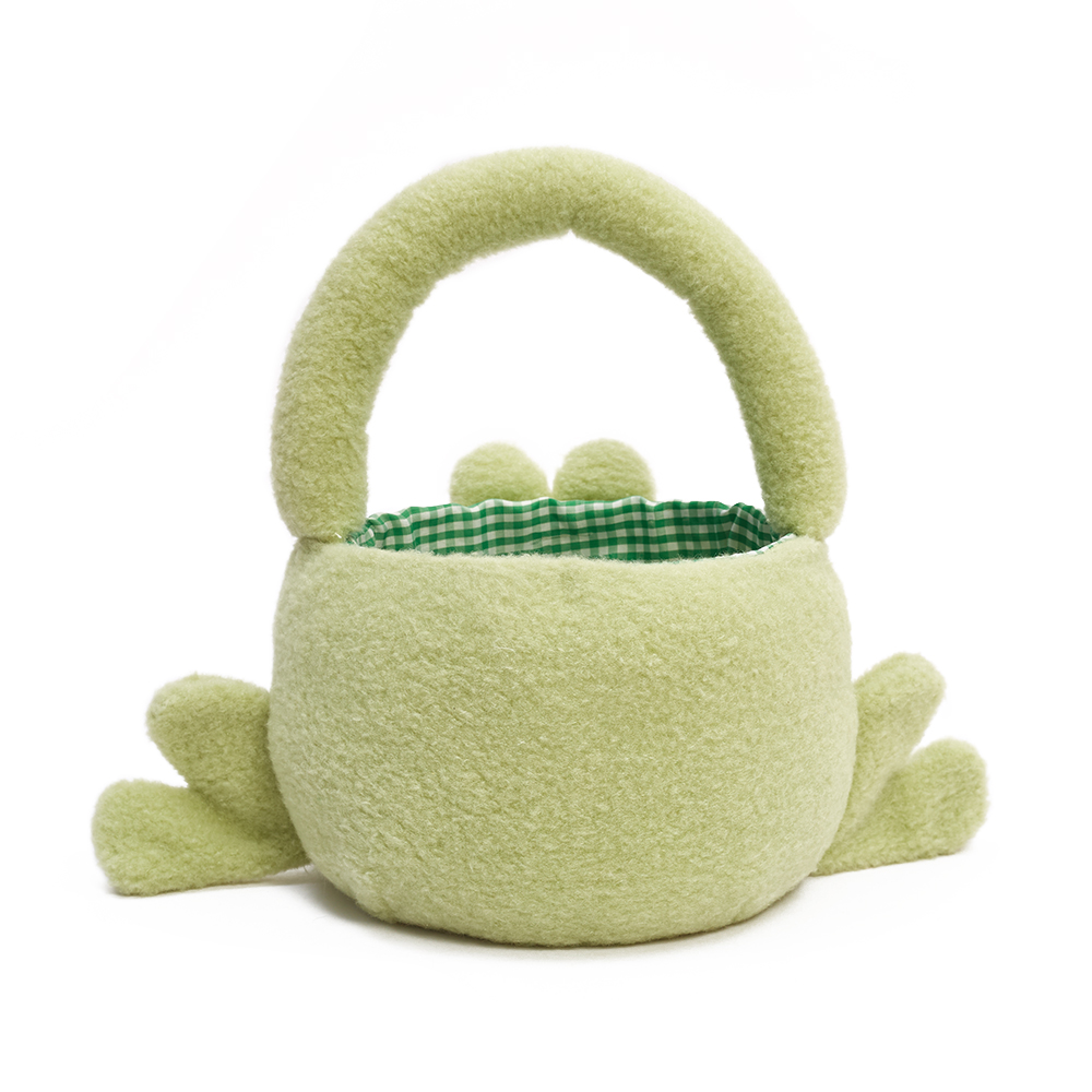 Frog Easter Basket Plush Toys Spring Gift Candies Buckets Tote Bag for Kids Baskets Easter