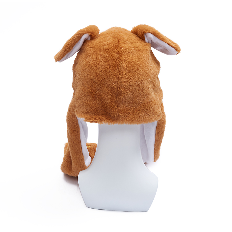 Cartoon Wolf Women's Hat Beanie Winter Plush Moving Dog Ears Hat Funny Ear Flaps Hat