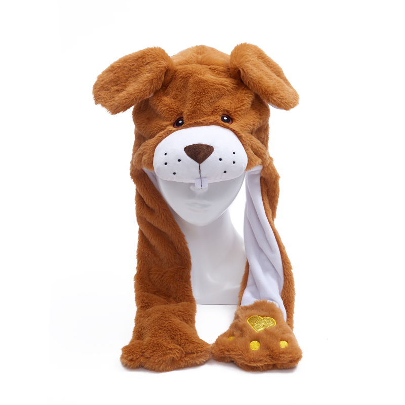 Cartoon Wolf Women's Hat Beanie Winter Plush Moving Dog Ears Hat Funny Ear Flaps Hat