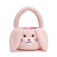 Wholesale Custom Handbag Fuzzy Long Ears Easter Rabbit Bucket Plush Furry Bunny Gift Bags Easter Basket