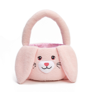 Wholesale Custom Handbag Fuzzy Long Ears Easter Rabbit Bucket Plush Furry Bunny Gift Bags Easter Basket