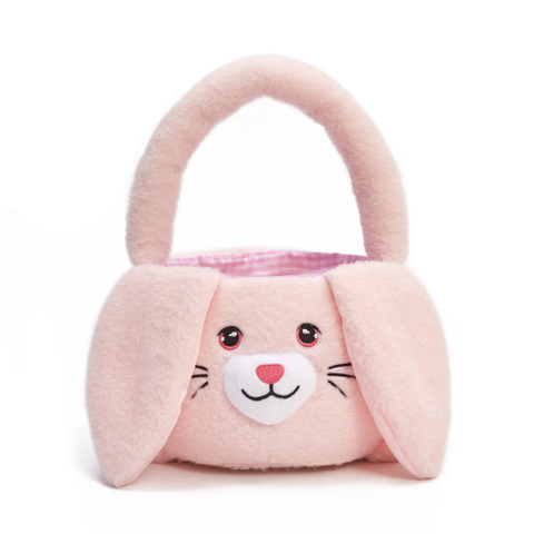 Wholesale Custom Handbag Fuzzy Long Ears Easter Rabbit Bucket Plush Furry Bunny Gift Bags Easter Basket